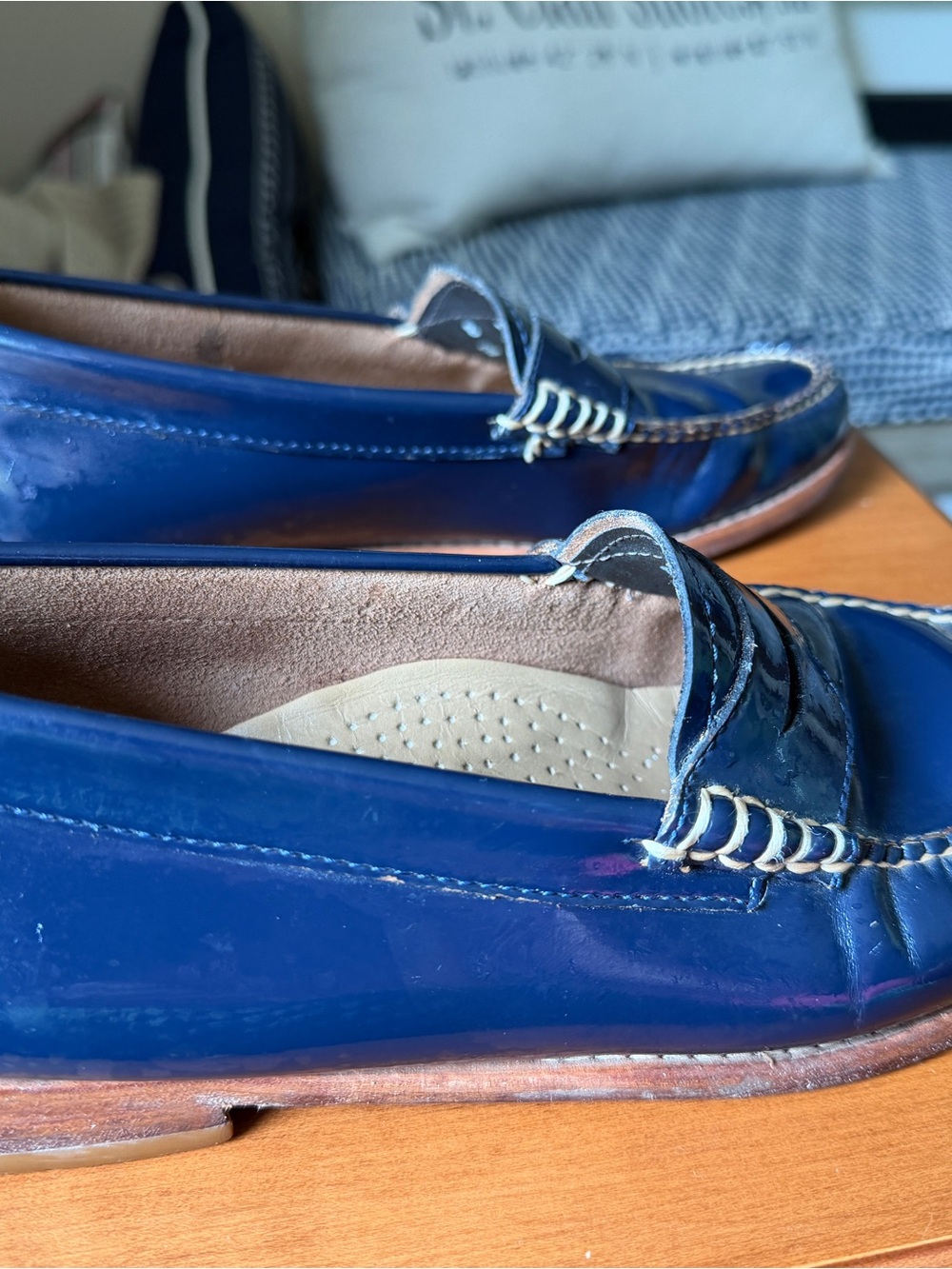 G.H. Bass & Co. Blue Patent Leather Penny Loafers - Picture 3 of 6